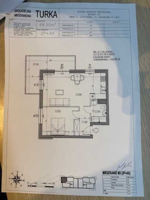 TURKA koło Lublina os.  BOREK, NOWE M2 - 48,5 m2 od SM Turka sprzedam