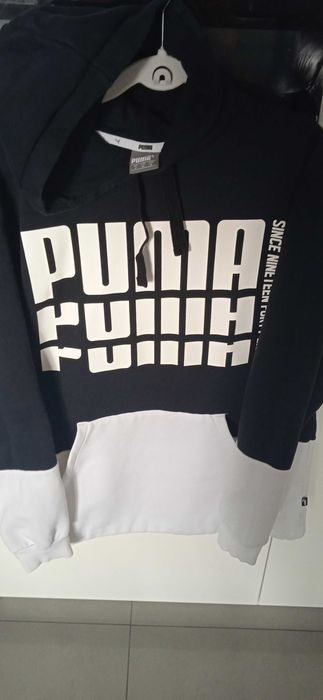 Bluza Puma prosta z kapturem czarno-biała rozm.M-jak nowa