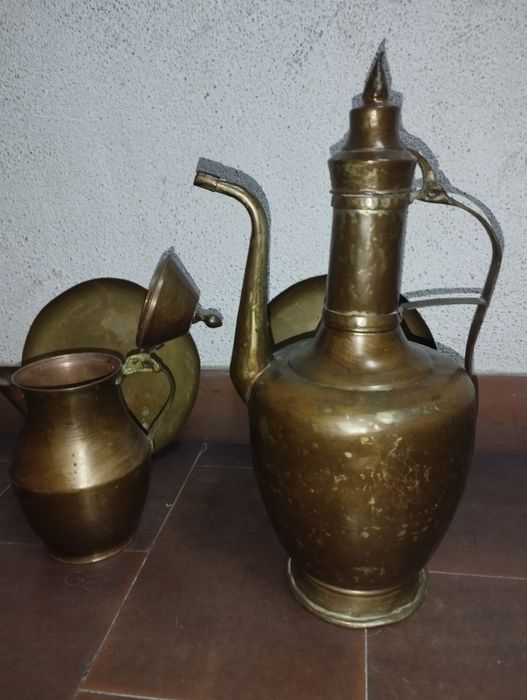 Conjunto utensílios cobre antigos