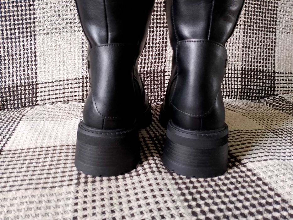 Сапоги кожаные высокие осень-зима, 24 см