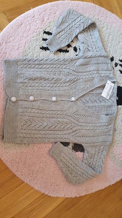 Nowy szary sweterek piękny splot elegancki s m L 36 38 40 uniwersalny