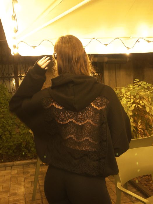 lace hoodie, худі з кружевом,жіноче худі, худак, кофта з кружевом