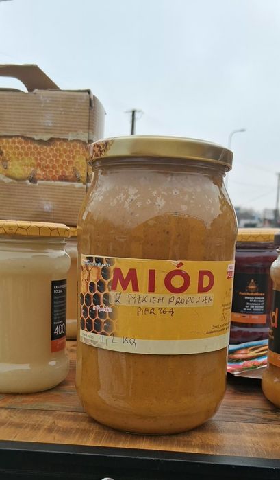 Miód wielokwiatowy z pyłkiem pierzgiem propolisem #pasiekaenklawa