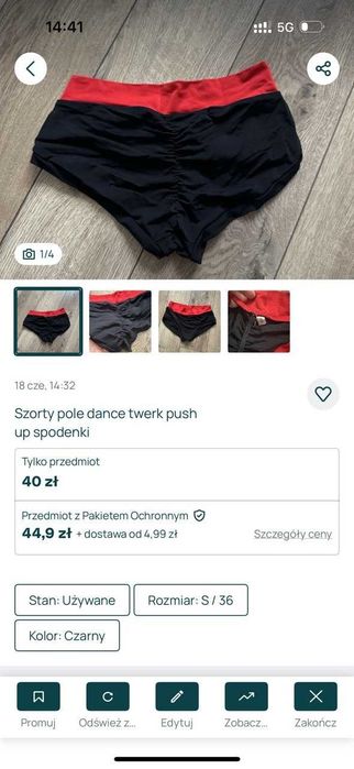 szorty spodenki dla pole dance push up S twerk
