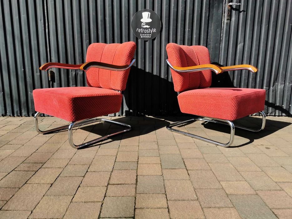 Unikatowy fotel chrom Mücke & Melder / Thonet, Czechosłowacja '30-'50