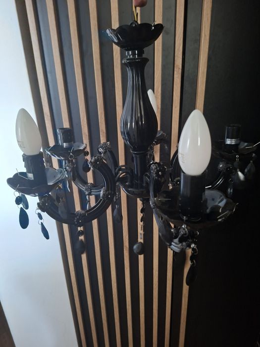 Efektowne lampa sufitowa żyrandol plastikowy 5 ramienny magnolia