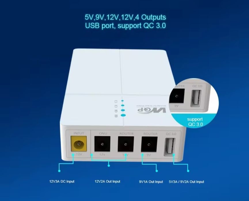 Міні UPS (ДБЖ) WGP OPTIMA 302 для роутера та ONU | Новий