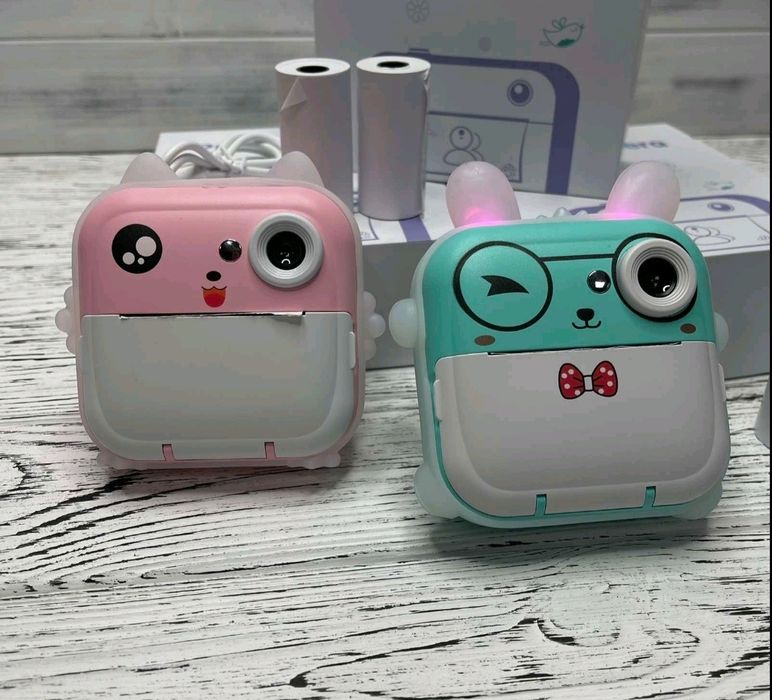 Детский Цифровой Фотоаппарат Котик с мгновенной термопечатью играми се