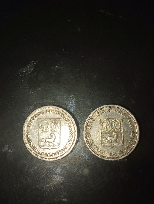 Moedas em Prata 1954 e 1960, 25 Centavos Venezuela