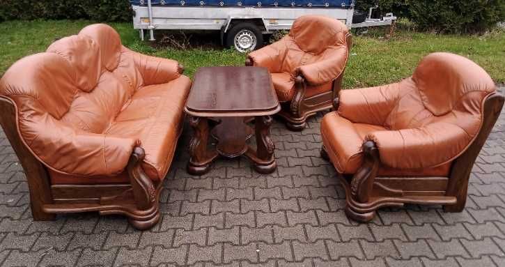 комплект кутик диван і два крісла шкіра натуральна