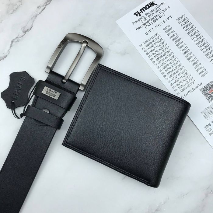 Чоловічий ремінь та гаманець набір levise ремень и кошелек