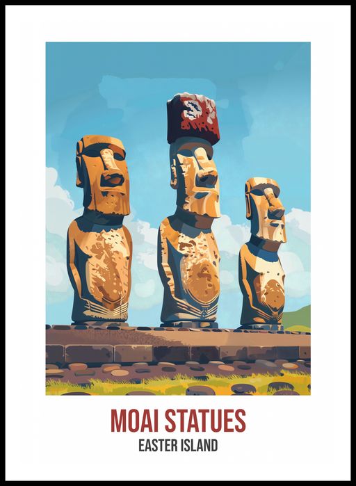 Plakat 59,4x84,1cm Moai Statues, Easter Island
