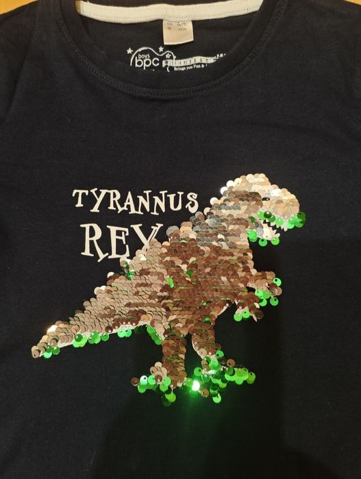 Детский лонгслив Bonprix с пайетками, динозавр 104-110 см