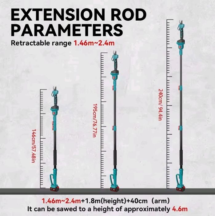 Extensão c/ Serra e Tesoura de Poda Baterias 4Ah