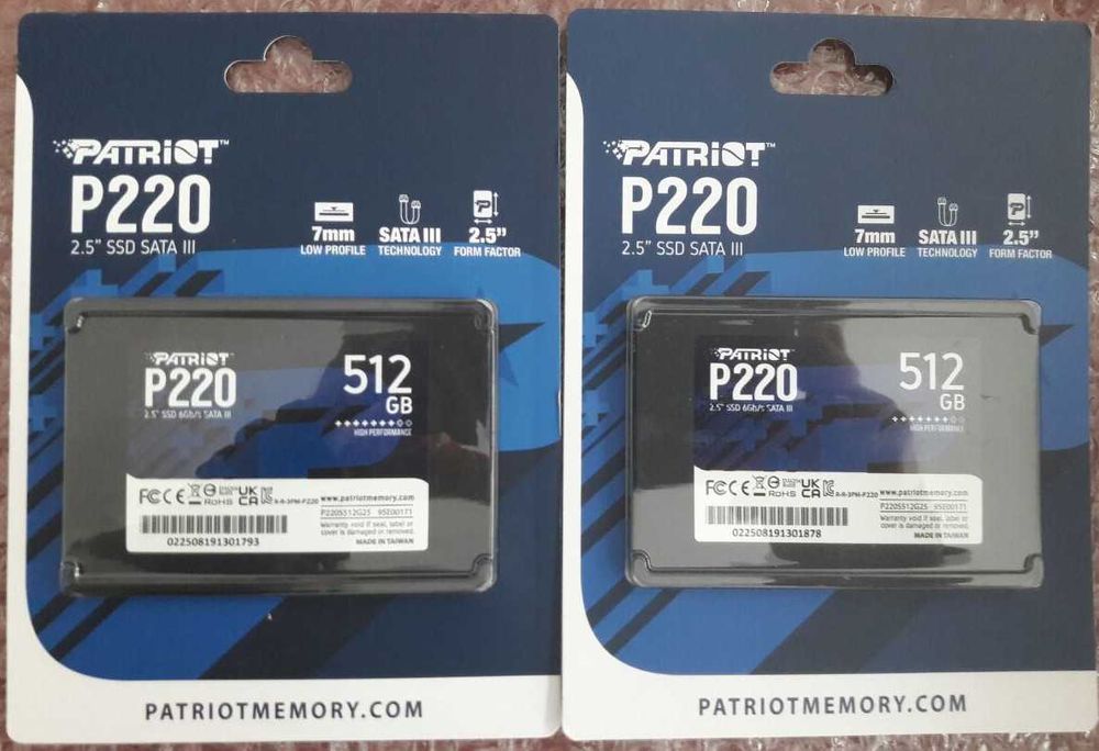 SSD накопичувач 512Gb Patriot P220 (P220S512G25) Новий 2шт.