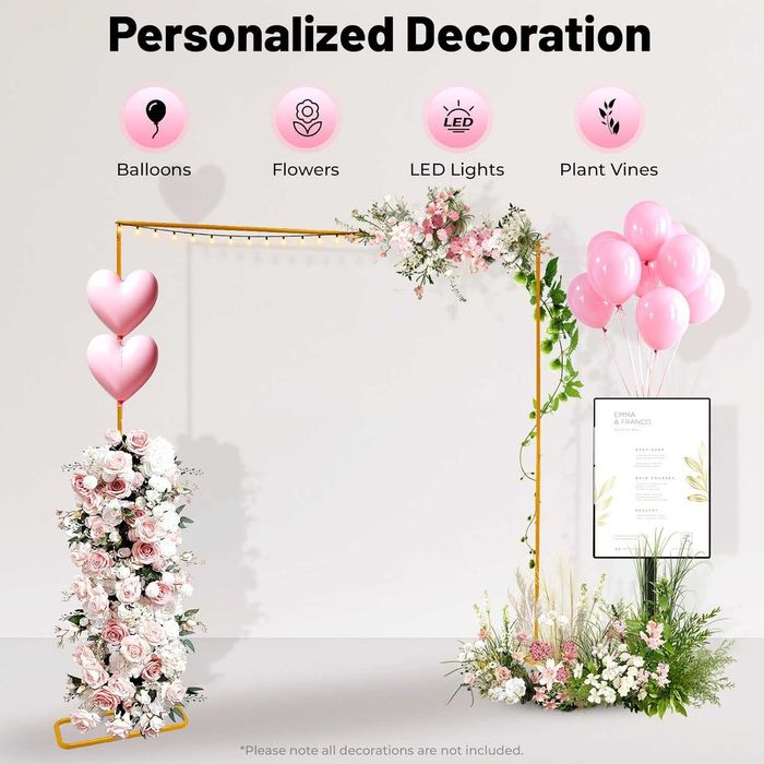 Łuk weselny złoty rurki 210cm x 210 cm średnica rurki 2.5 cm