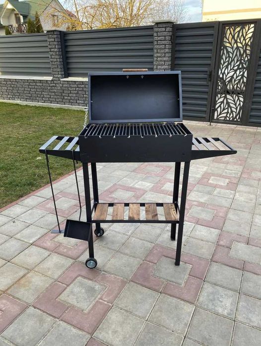 Мангал для домашнього шашлику з кришкою метал 4 мм на 8 шампурів