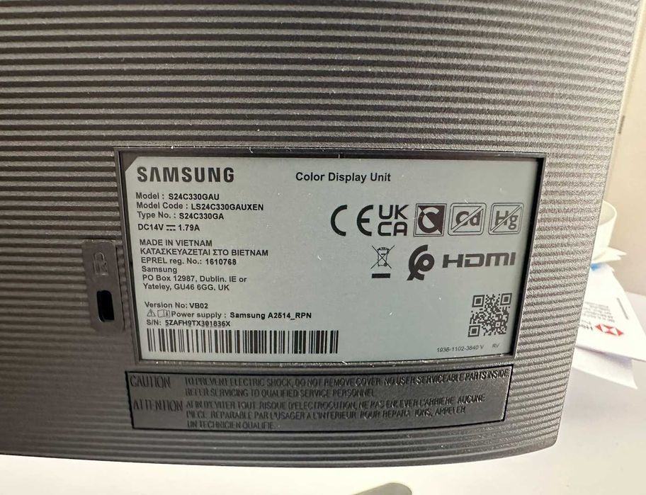 Samsung 24" Essential S3 Monitor (Like New) + FREE HDMI Cable