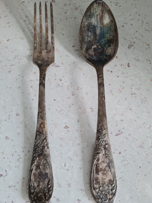 Ложка и Вилка мельхиоровые с серебрением..