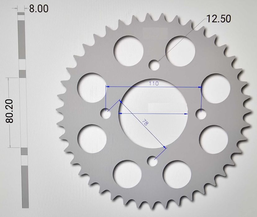 Cremalheira de Aço JTR284 38 Dentes e Passo 530 JT Sprockets
