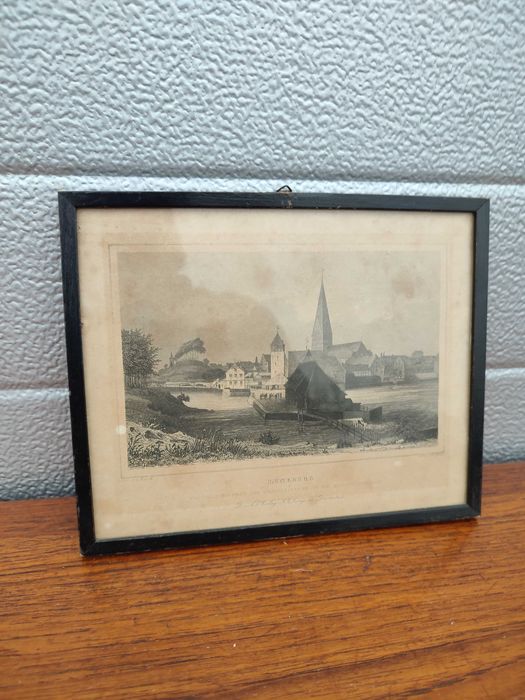 Stara Rycina - Litografia - w ramce - vintage - design -D