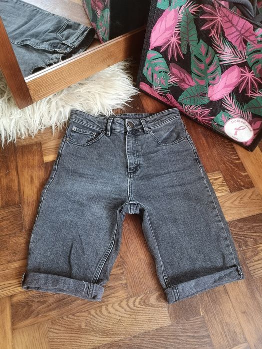 Szorty spodenki jeans wysoki stan biker xs/x