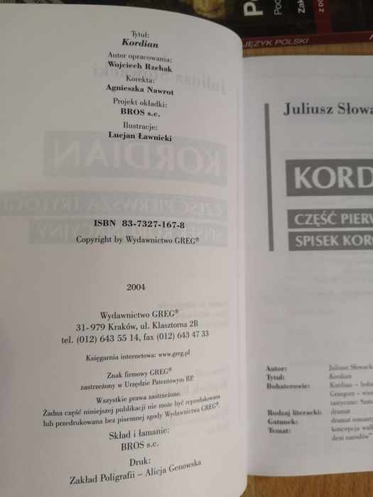 Wesele - Wyspiański, Kordian - Słowacki, Dziady - Mickiewicz