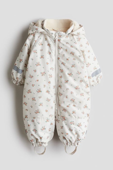 Hm h&m комбінезон зима комбез 92 1,5-2 р кремовий в квіти на дівчинку