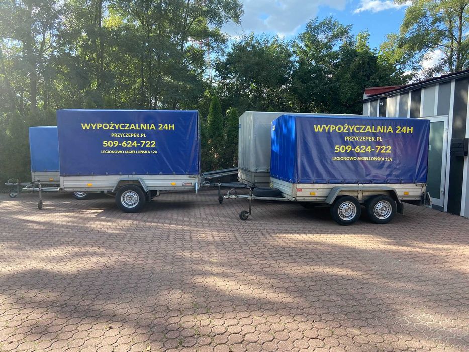 Wynajem, Wypożyczalnia przyczep towarowych lekkich 750kg na kat B 24h