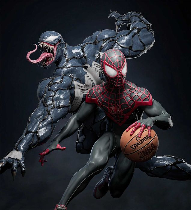 Figurka Spiderman Venom Miles Morales, Marvel, Żywica Ręcznie Malowana