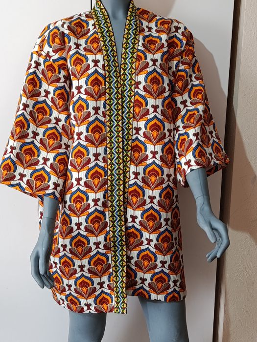 Narzutka kimono SHEIN 0XL kolorowa wzory boho szlafrok oversize
