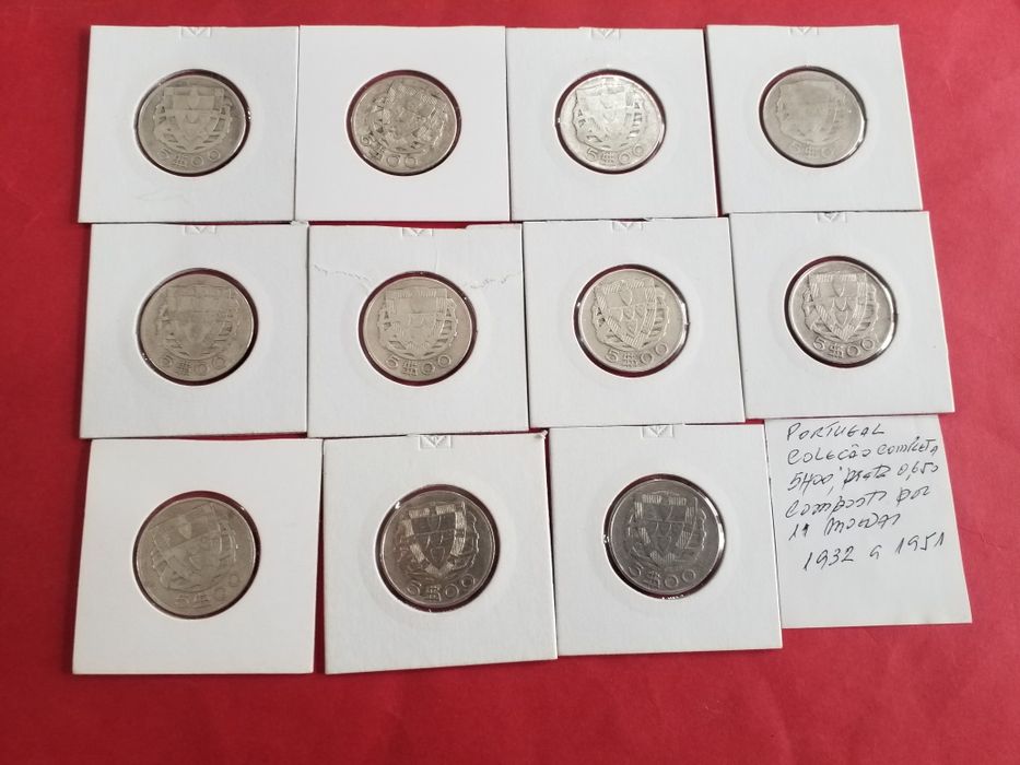 Moedas antigas portuguesas em prata.