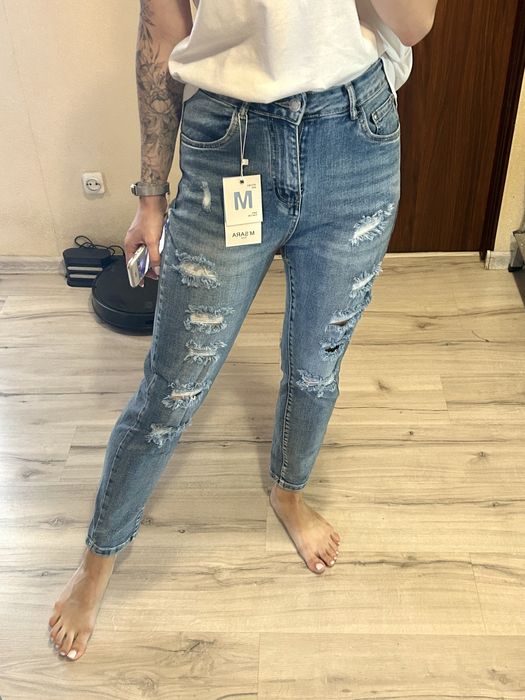 Spodnie M.Sara S 36 jeansy z przetarciami