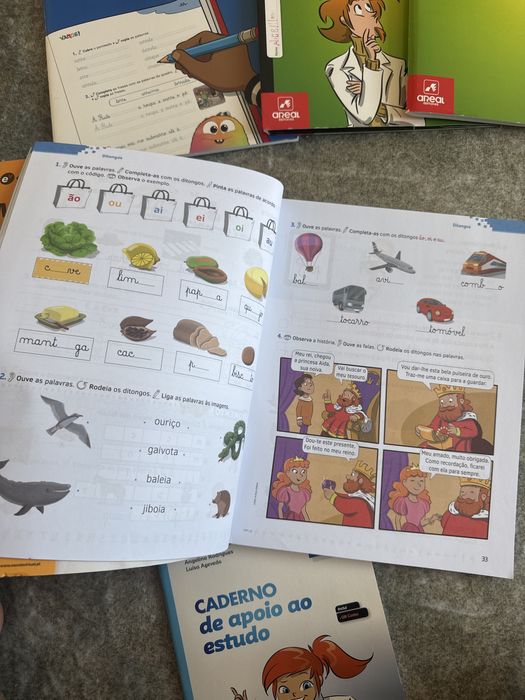 Livros escolares 2.º Ano – Matemática, Estudo do Meio, Português e Caligrafia