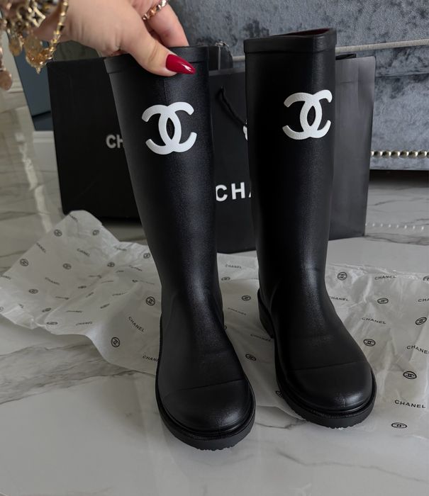 Черные Резиновые сапоги Chanel 36, 37, 38, 39, 40