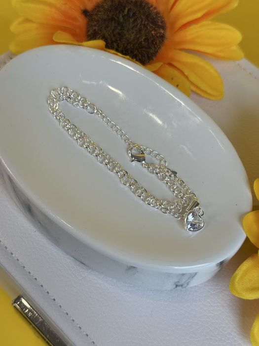 Pulseira com pendente coracao folheado a prata semijoia com garantia