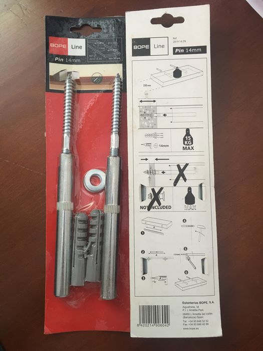 1 suporte/fixação prateleiras invisiveis 15Kg