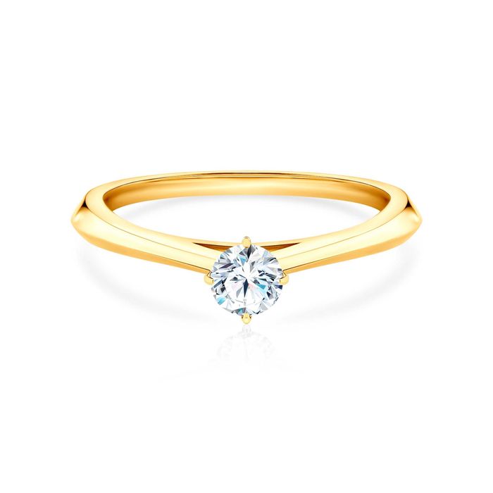 Pierścionek zaręczynowy The Light: złoty, diament - certyfikat