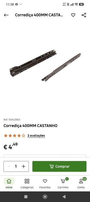 Corrediça para gaveta.