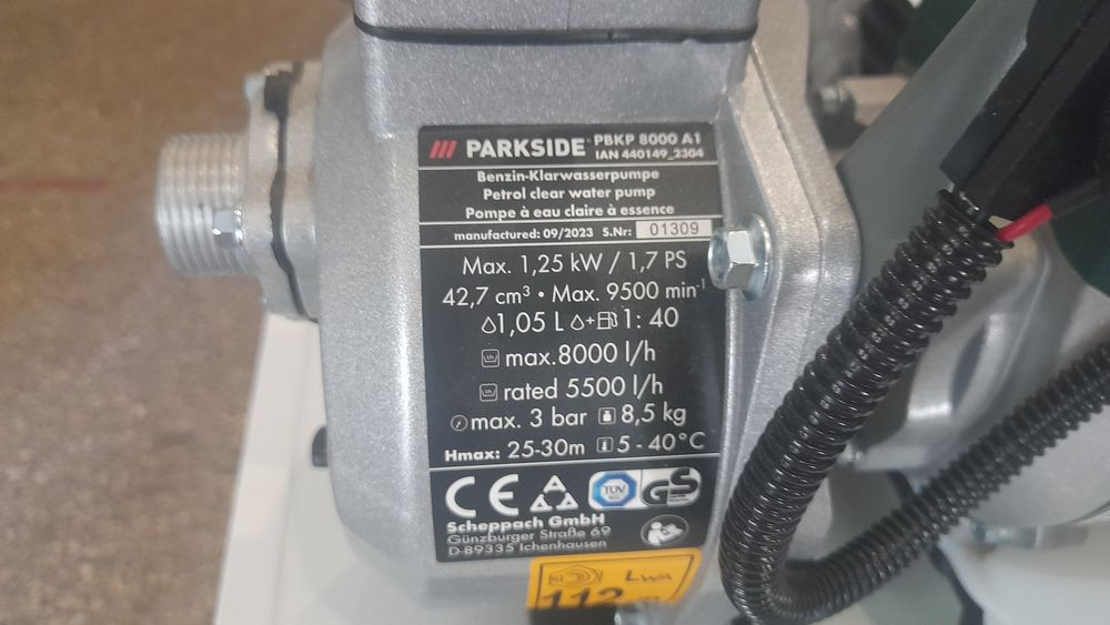 Бензиновий водяний насос  Parkside