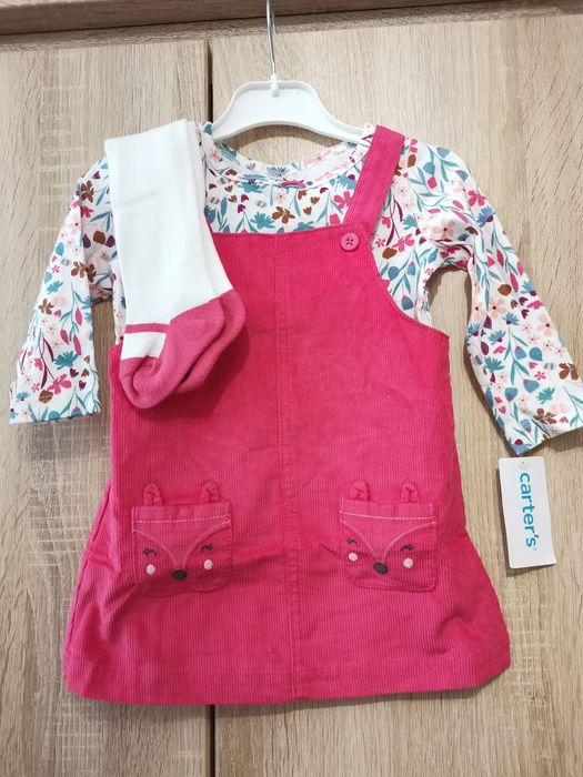 Carters, 9m, комплект 3ка, сарафан, кофта, колготы