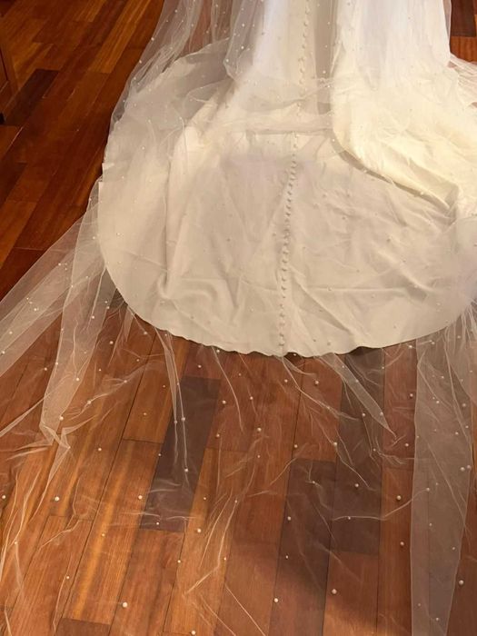 Vestido de noiva e véu Pronovias 2024