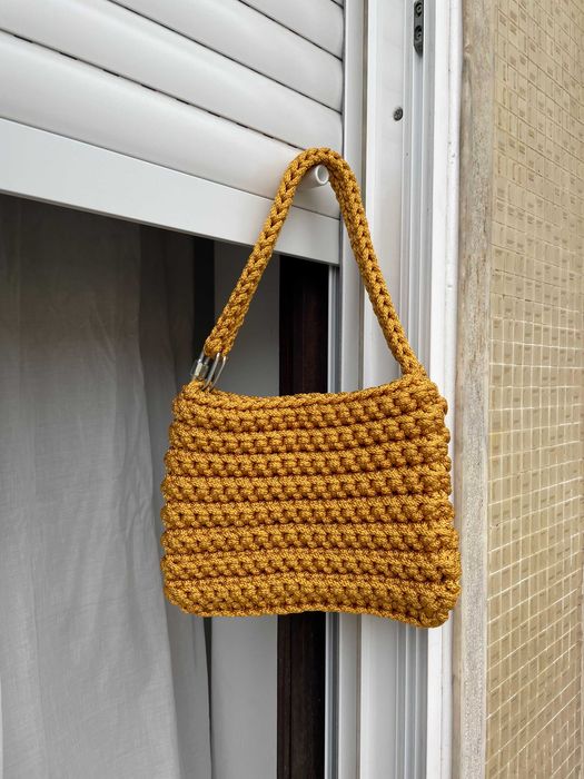 crochet bag cord gold