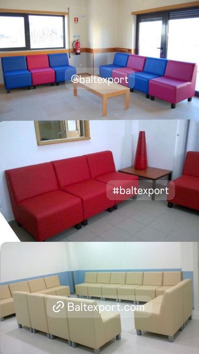 Sofá de Recepção Salas de Espera Receção Lugares 1 - 2 - 3 Novo