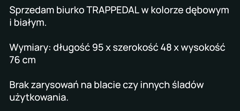 Biurko Trappedal- rezerwacja