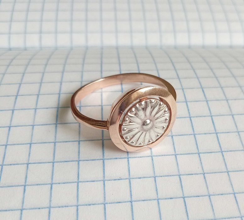 Кольцо перстень "Сонечко" Срібло 925. Позолота. Розмір 20. Вінтаж