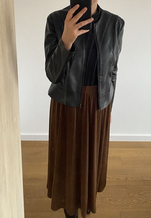 Piękna długa spódnica brazowa połyskliwa rozmiar uniwersalny