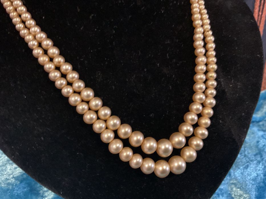 Colar pérolas duplo fecho prata vintage