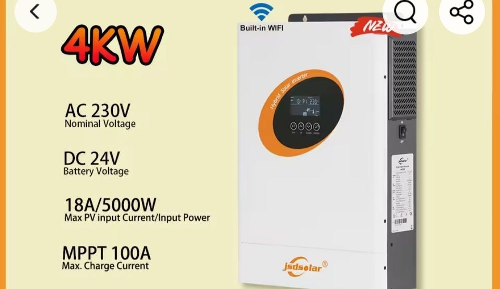 Гібридний інвертор Jsdsolar 4kw 24v