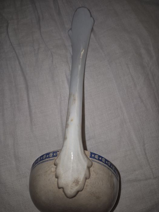 Concha de Sopa Vintage em Faiança   Cerâmica , Azul e Branco Estilo Antigo